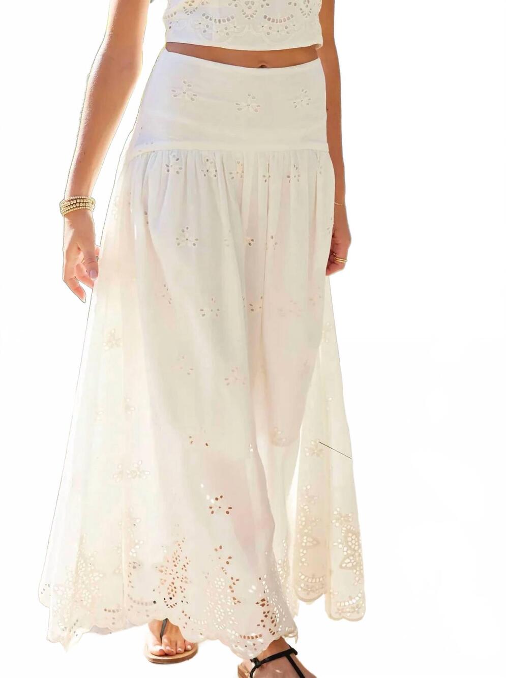 NEW BISHOP + YOUNG sorrento maxi skirt in white